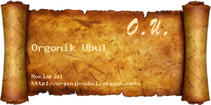 Orgonik Ubul névjegykártya